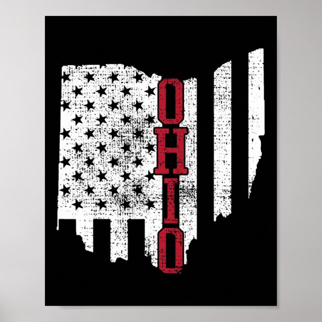 AV Juli Ohio USA:s Flagga Vintage Poster (Framsidan)