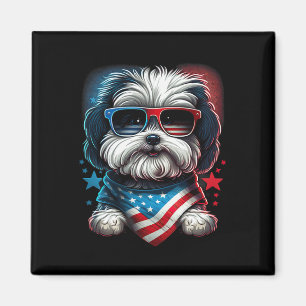 AV Juli Patriotic Havanese Hund US Flagga Magnet