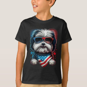 AV Juli Patriotic Havanese Hund US Flagga T Shirt