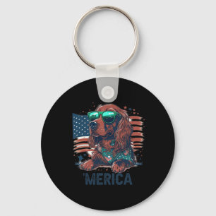 av juli Patriotic Irish Setter Hund Merica Nyckelring