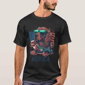 av juli Patriotic Irish Setter Hund Merica T Shirt