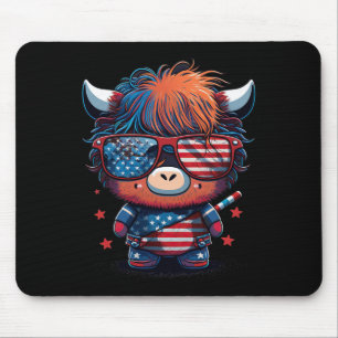 Av juli: Patriotic Scottish Highland Cow US Flag Musmatta