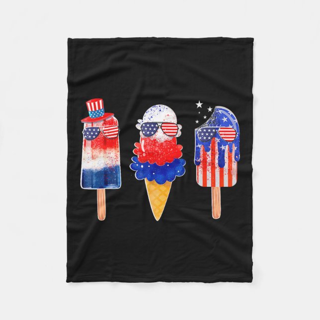av juli Popsicle Rött vitt blått American Flagga P Fleecefilt (Framsidan)