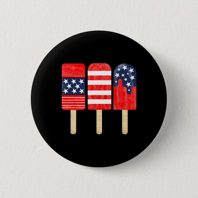 av juli Popsicle Rött vitt blått American Flagga P Knapp (Framsida)