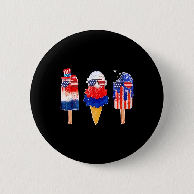 av juli Popsicle Rött vitt blått American Flagga P Knapp (Framsida)