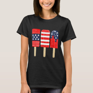 av juli Popsicle Rött vitt blått American Flagga P T Shirt