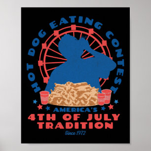 av juli: Traditionell Hett Hund Eating Tävling FUN Poster