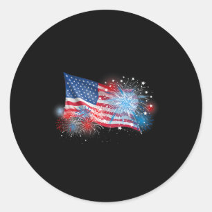 Av Julrött, vitt och blått fyrverkerishow USA flag Runt Klistermärke