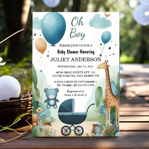 Av Mjuk Boho Björn Blå Unge Välkommen Baby Pojke S Inbjudningar