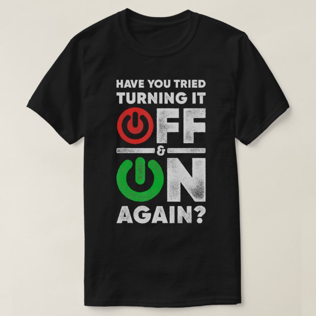 Av och på igen, roligt datorprogrammering IT Tec T Shirt (Design framsida)