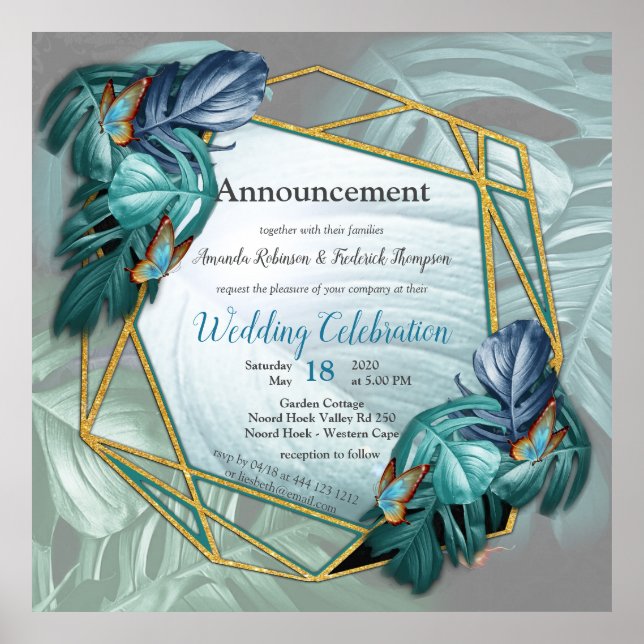 av Paradise Tropical Stänk i Blues, Turquise Poster (Framsidan)