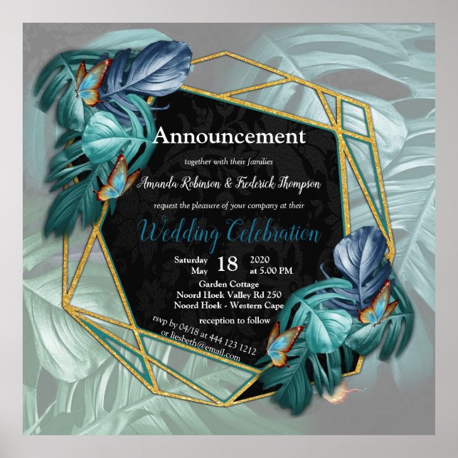 av Paradise Tropical Stänk i Blues, Turquise Poster (Framsidan)