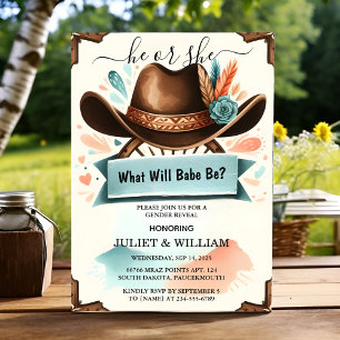 Av Roligt Barn Hat Farm Film Usa Cowboy Gender Rev Inbjudningar