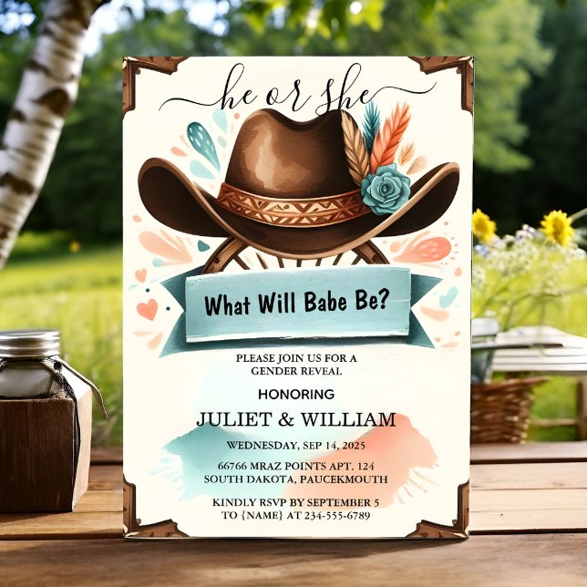 Av Roligt Barn Hat Farm Film Usa Cowboy Gender Rev Inbjudningar (Skapare uppladdad)