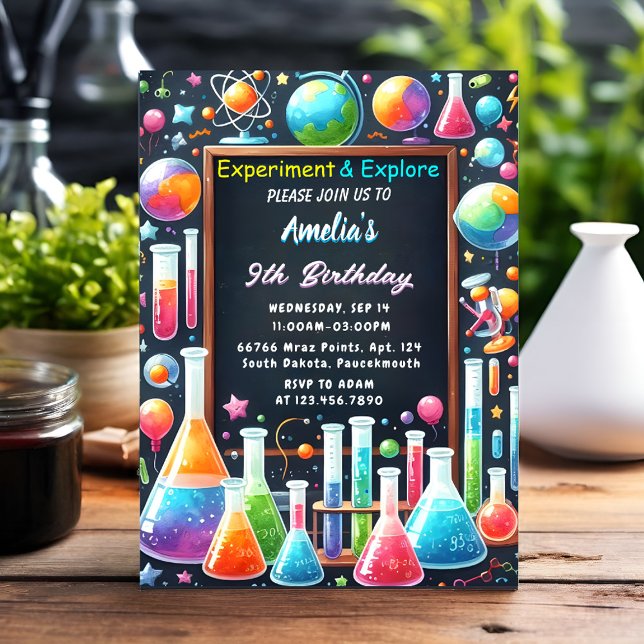 Av Roligt Lab Kids Geek Nerd Mad Science 9:e födel Inbjudningar (Skapare uppladdad)