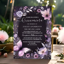 Av Royal Guld Tiara Lilac Light Lila Quinceanera Inbjudningar