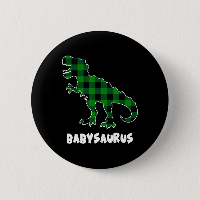 Av Saurus T-Rex Dinosaurer Plaid St Patricks Day  Knapp (Framsida)