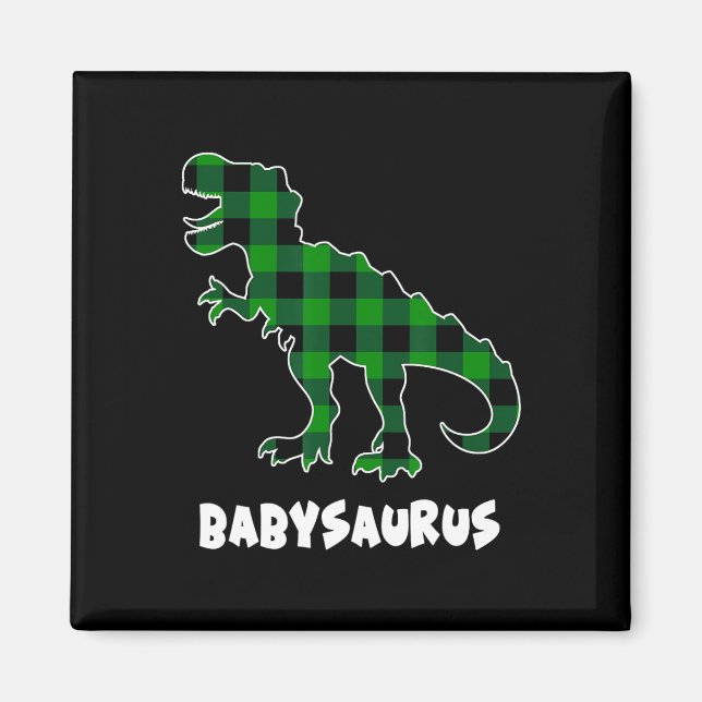 Av Saurus T-Rex Dinosaurer Plaid St Patricks Day  Magnet (Framsidan)