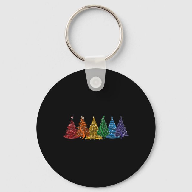 Av sex LGBtq Pride Rainbow Julgranar Vector Nyckelring (Framsida)