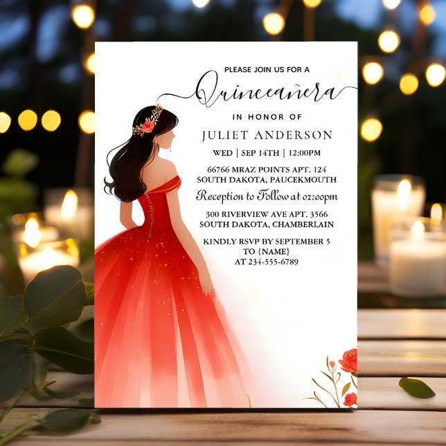 Av Shock rosa Tiara Black Snöre Red Quinceanera Inbjudningar (Skapare uppladdad)