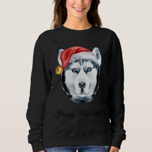 Av Siberian husky med jultomten Lycklig Pawlidays! T Shirt