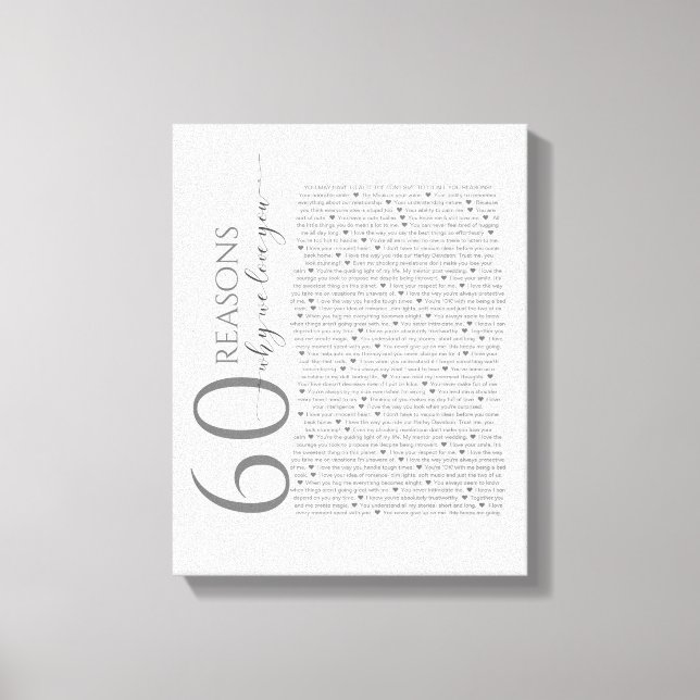 av skäl som vi kärlekar dig, 50 skäl, 60-årsdagen  canvastryck (Framsida)