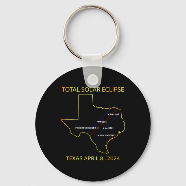 av Solar Eclipse 2024 Interactive Karta Texas Ecli Nyckelring (Framsida)
