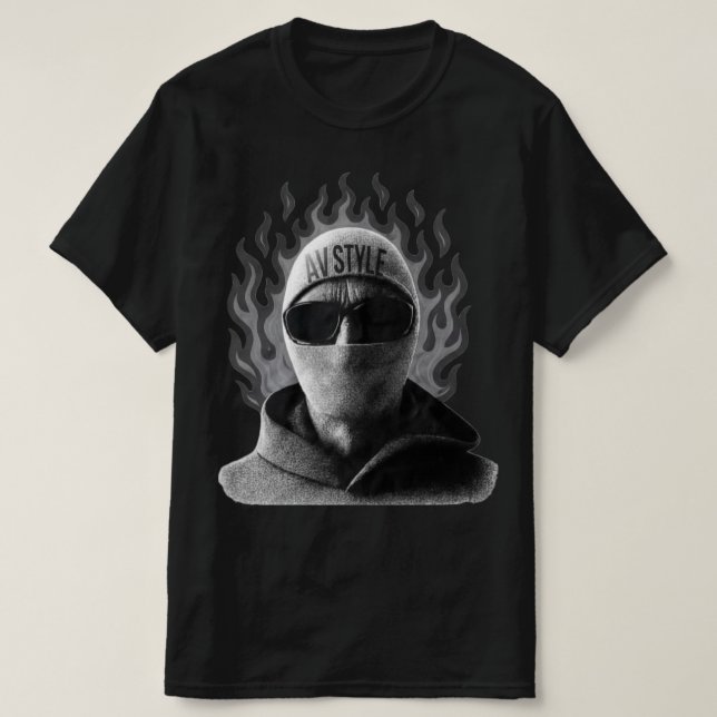 AV STIL Flame Mask Streetwear T Shirt (Design framsida)