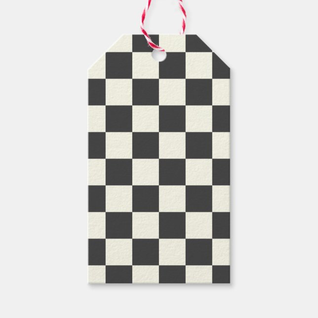 Av svart och Benvitt kontrollbord Presentetikett (Framsidan)