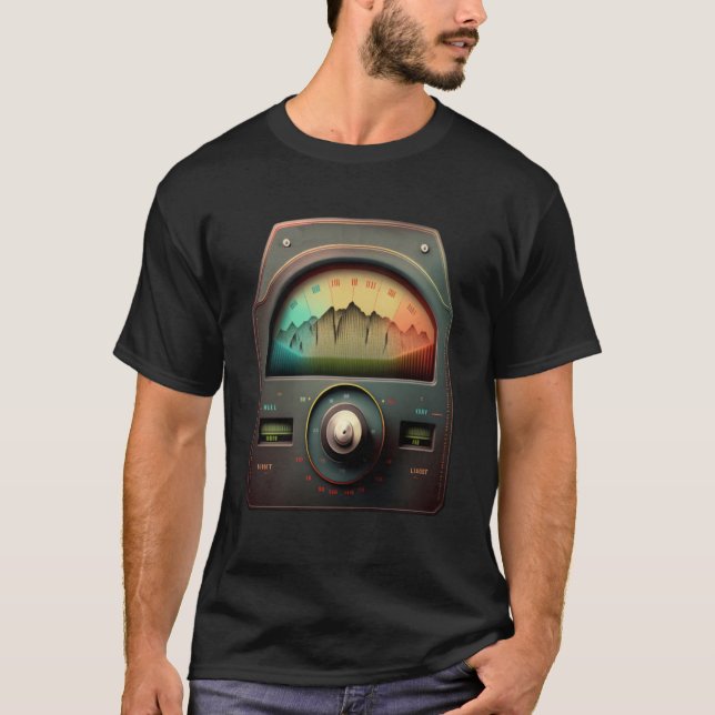 AV Technician Volume VU Meter Audio Tech Ljud Rec T Shirt (Framsida)