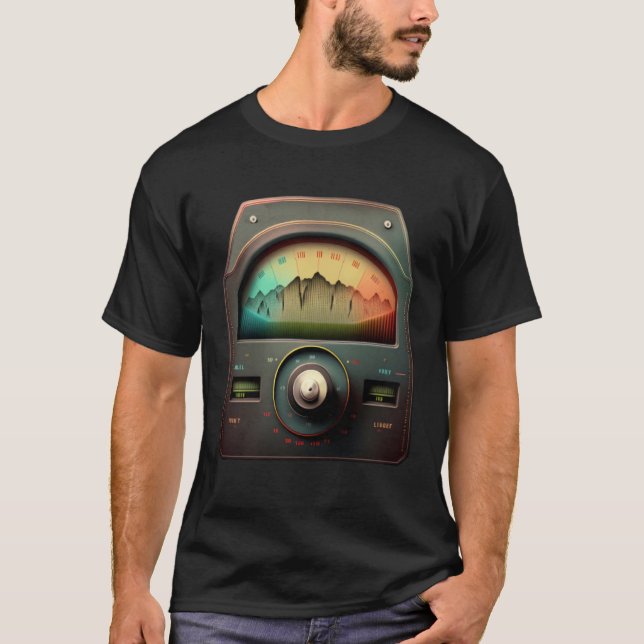 AV Technician Volume VU Meter Audio Tech Sound Rec T Shirt (Framsida)
