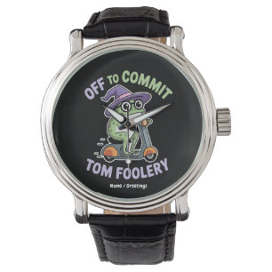 Av till Commit Tom Foolery Frog Funny Meme Armbandsur