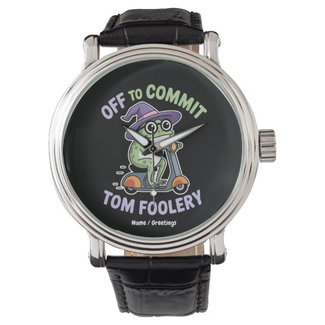 Av till Commit Tom Foolery Frog Funny Meme Armbandsur (Framsida)