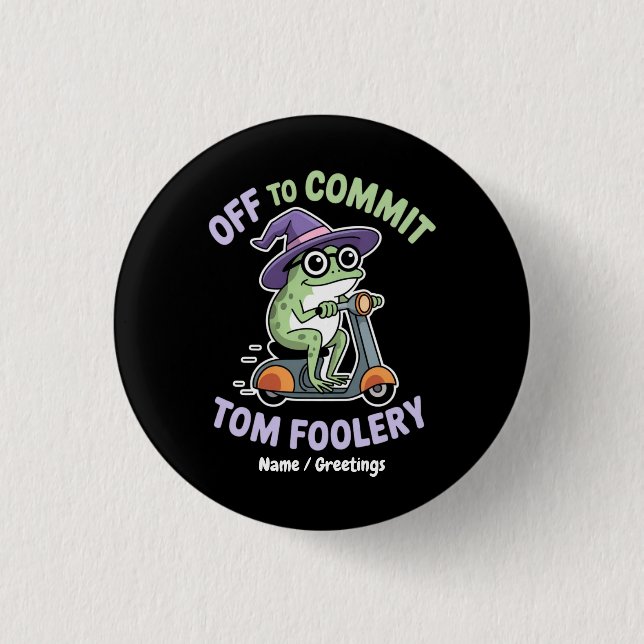 Av till Commit Tom Foolery Frog Funny Meme Knapp (Framsida)