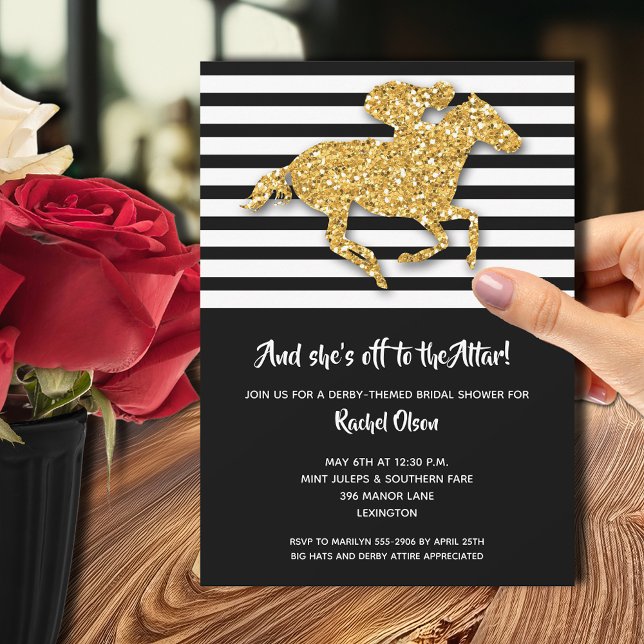 Av till Möhippan Altar Derby Horse Inbjudningar (Off to the Altar Derby bridal shower invitations - PRINTED and/or INSTANT DOWNLOAD)