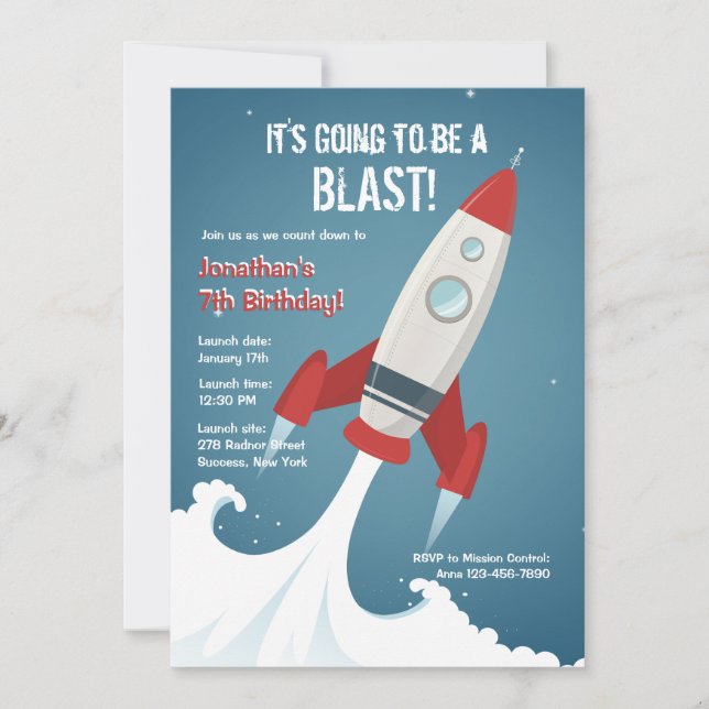 Av till Space-inbjudan Inbjudningar (Framsida)