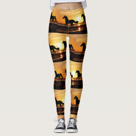 Av till Tävling Horse Runat vid Sunset Leggings