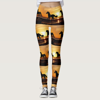 Av till Tävling Horse Runat vid Sunset Leggings