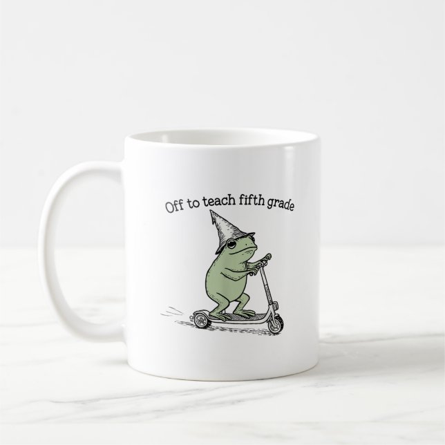 Av till Teach Femte Klass Froggy Cute Frog Kaffemugg (Vänster)