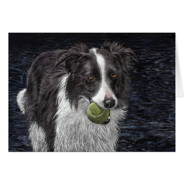 "Av tjänst?" Gräns Collie Card OBS Kort (Framsidan Horizontal)