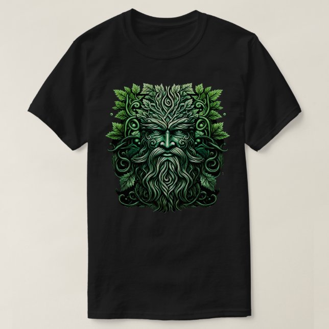 Av traditionell Pagan Celtic Greenman av trä T Shirt (Design framsida)