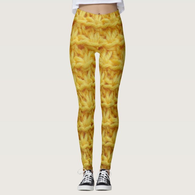 Av trikå av gult: stripe struktur. leggings (Framsida)
