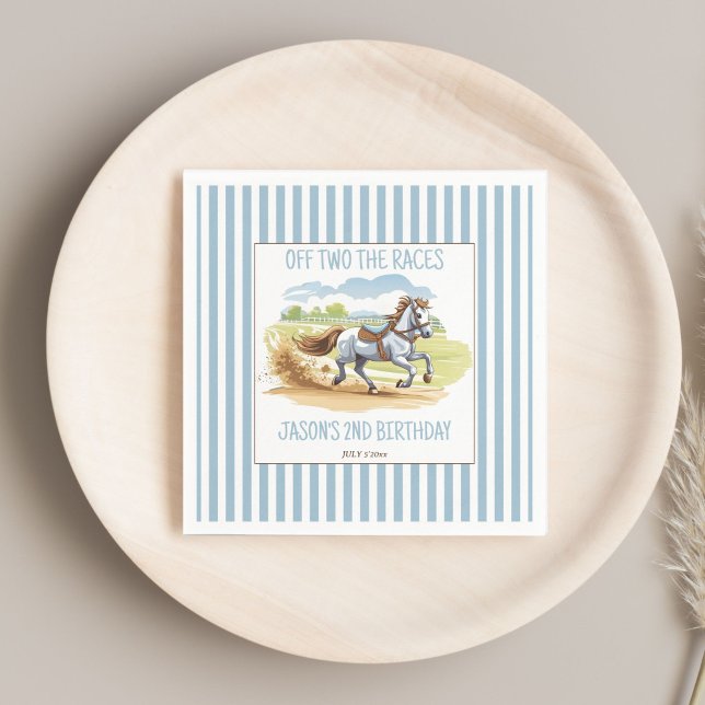 Av två på riddagen i tävling pappersservett (Off two the races horses equestrian pony birthday party printed napkins personalized tableware decor)