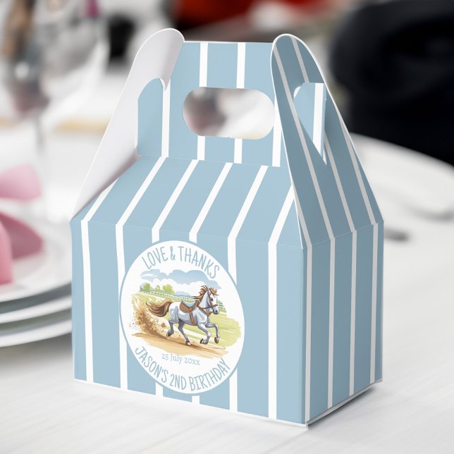 Av två utskrivna på tävling riddare party presentaskar (Off two the races horses equestrian derby party favors personalized printed favor box)