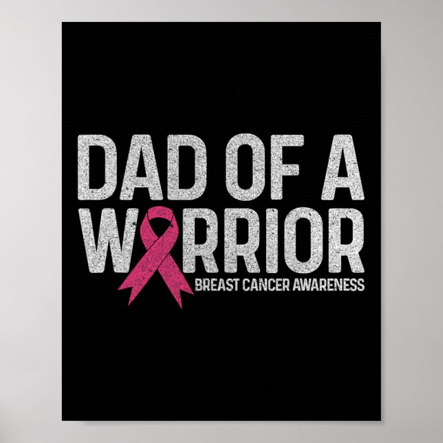 Av Warrior Shirt Pappa Breast Cancer Pink Ribbon Poster (Framsidan)