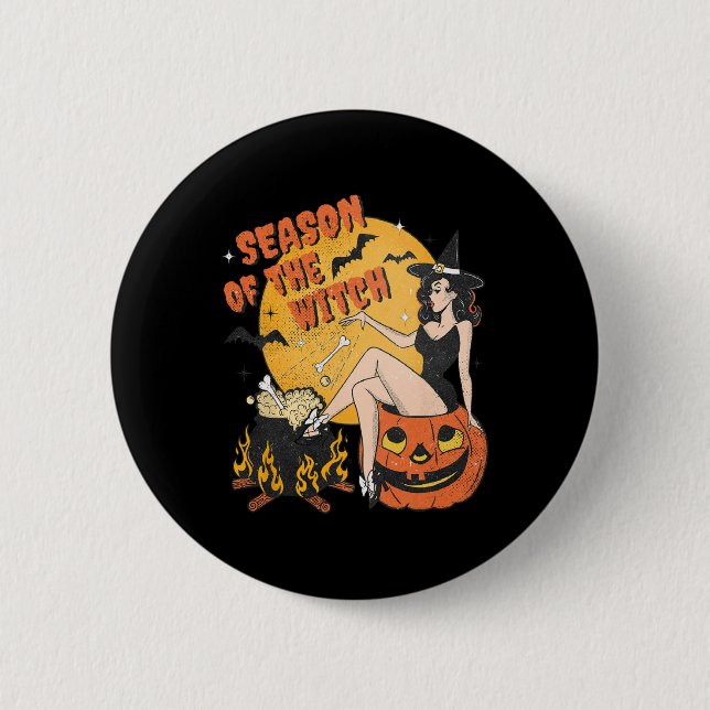 av Witch Halloween Samhain 1 Knapp (Framsida)