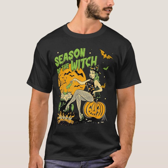 av Witch Halloween Samhain T Shirt (Framsida)