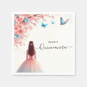 Av Wood Träd Rosa Girly Cherry Blommar Quinceanera Pappersservett