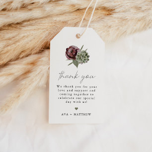 AVA Boho Burgundy Blommigt Succulent Tack Presentetikett