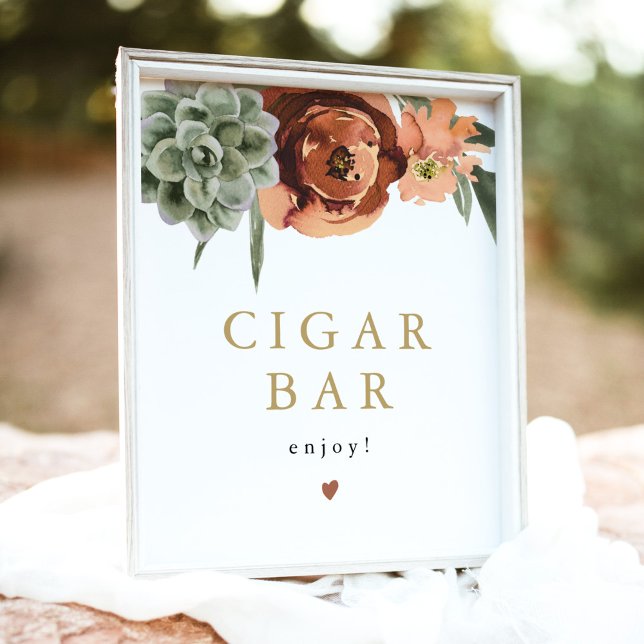 AVA Boho Terracotta Sukkulent Cigarr Barskylt Poster (Skapare uppladdad)